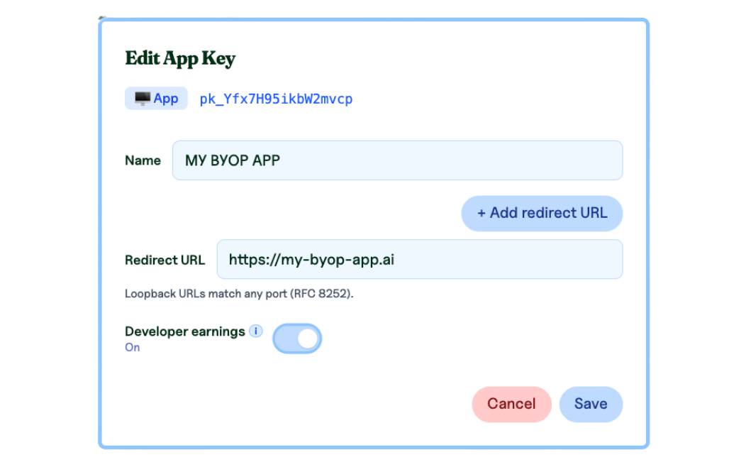 Edit App Key